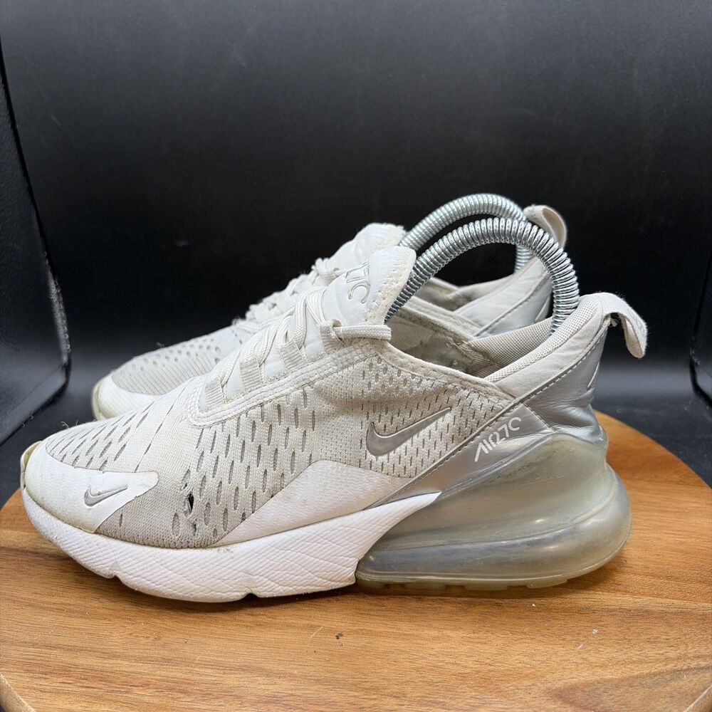 Nike Air Max 270 Womens Size 6 White Metalic Silver Shoes Sneakers